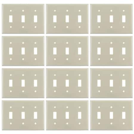 Sunlite 3-Gang Toggle Switch Plate Ivory Standard 4.5-in X 6.4-in Size Matching Screws Included UL, 12PK 40888-NS